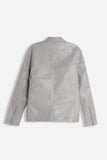GIUBBOTTO BIKER EFFETTO PELLE GRIGIO CHIARO