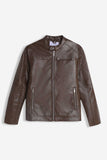 GIUBBOTTO BIKER EFFETTO PELLE MORO