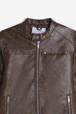 GIUBBOTTO BIKER EFFETTO PELLE MORO