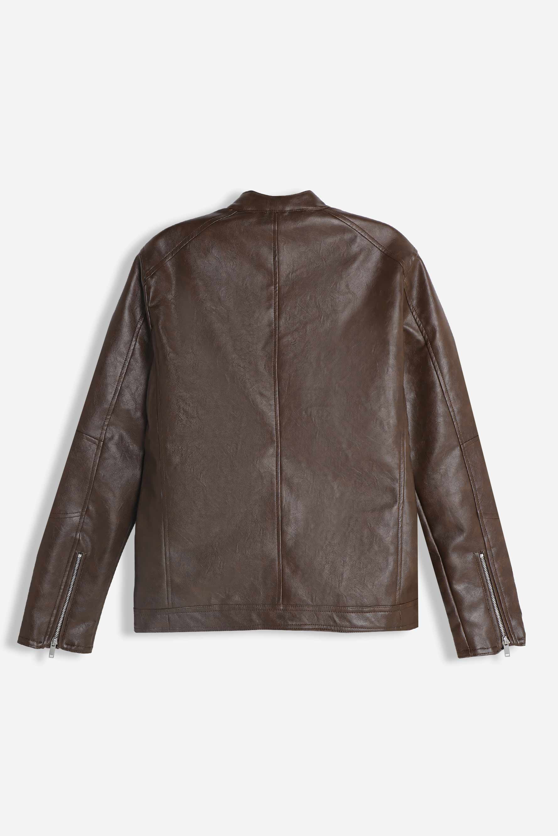 GIUBBOTTO BIKER EFFETTO PELLE MORO