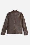 GIUBBOTTO BIKER EFFETTO PELLE MORO