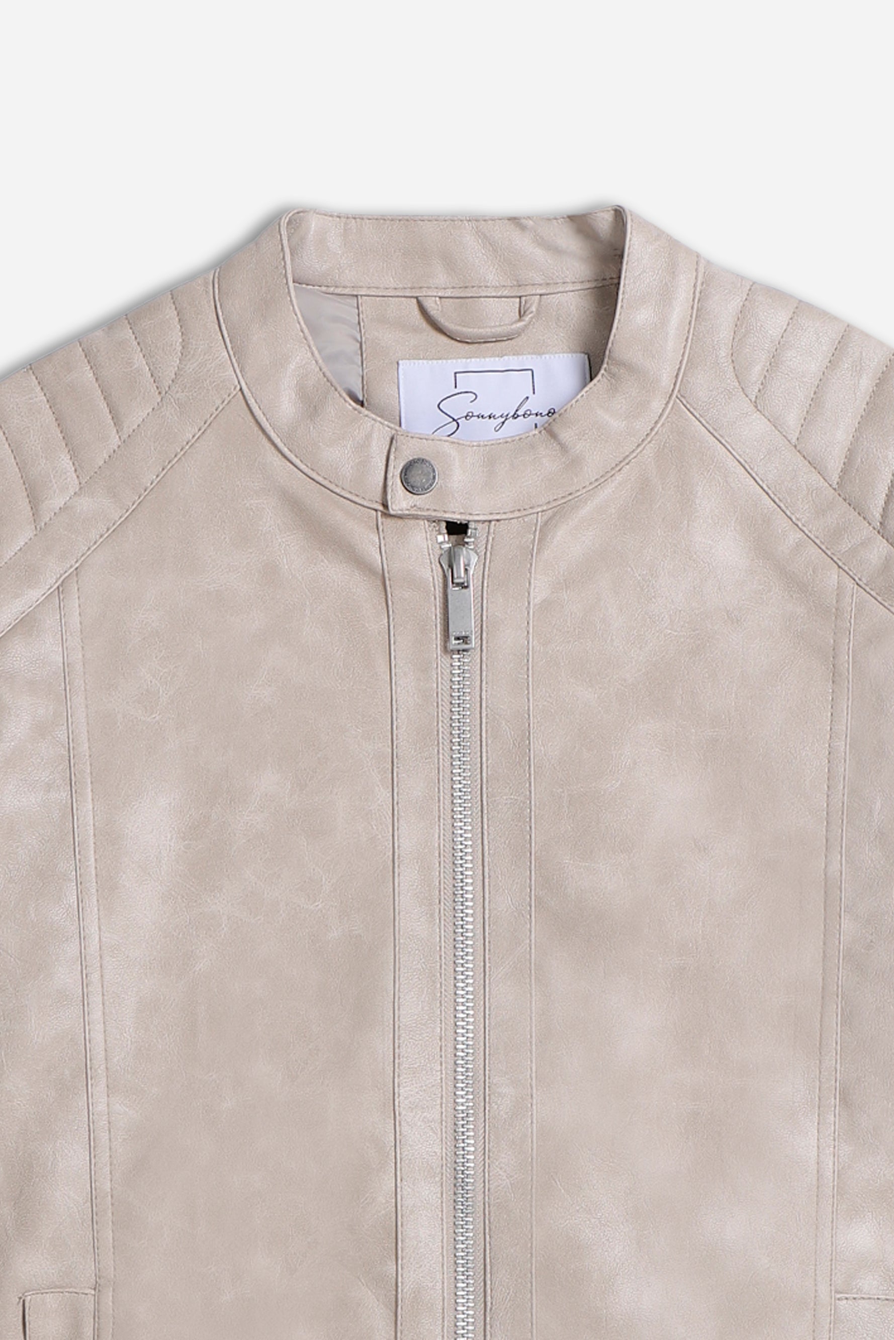 GIUBBOTTO BIKER SIMILPELLE GRIGIO CHIARO - Sonnybono
