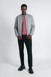 GIUBBOTTO BOMBER EFFETTO PELLE GRIGIO