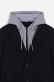 CAPPOTTO BARONETTO CON CAPPUCCIO IN FELPA BLEU - Sonnybono