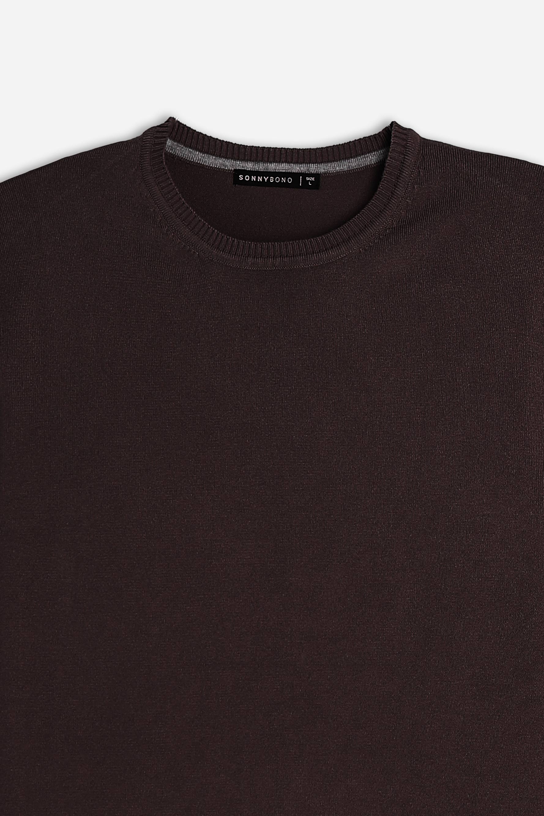 MAGLIA GIROCOLLO BASIC MORO