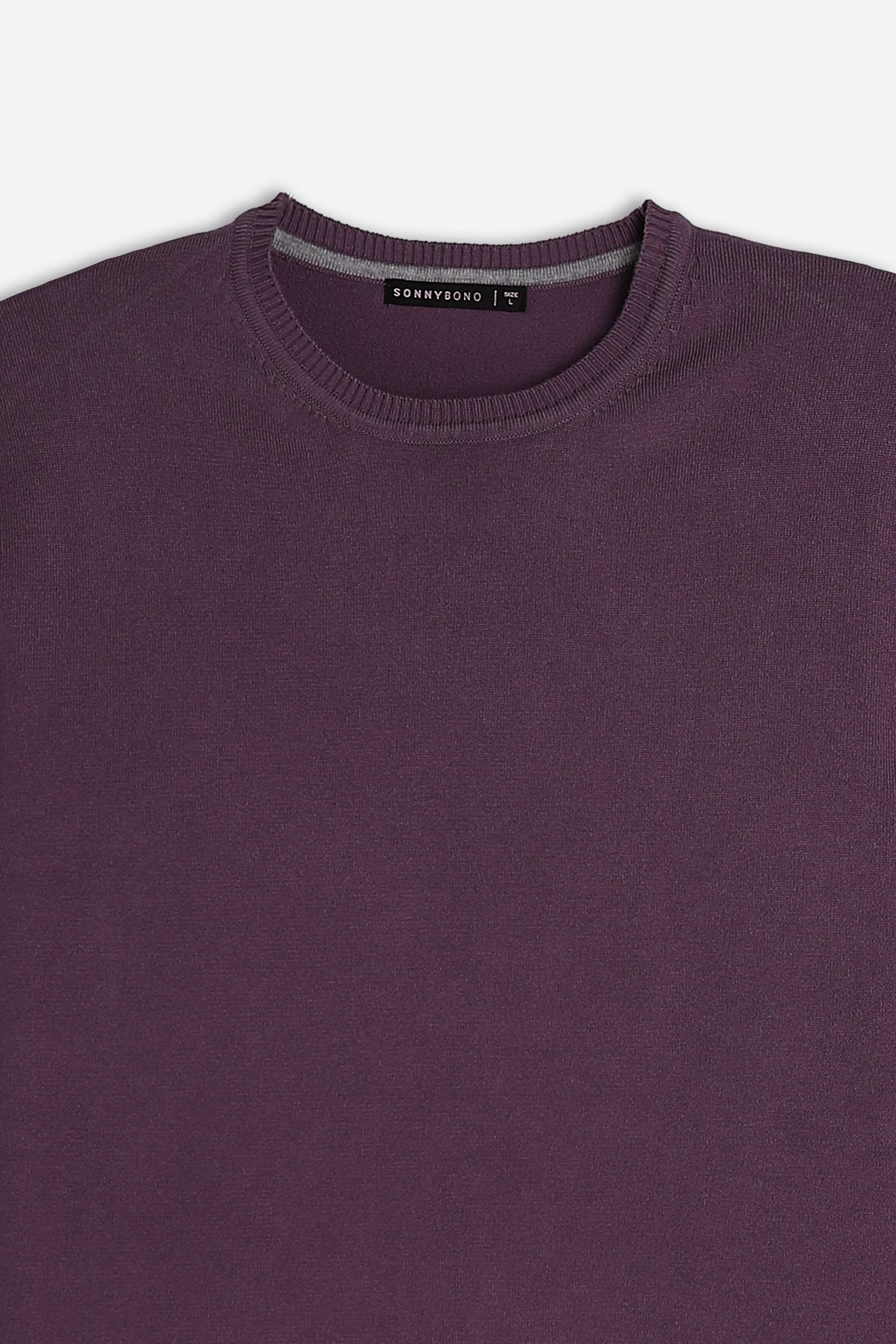 MAGLIA GIROCOLLO BASIC PRUGNA