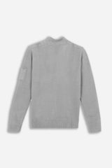 MAGLIA CON COLLO CON BOTTONI GRIGIO CHIARO