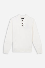 MAGLIA CON COLLO CON BOTTONI PANNA