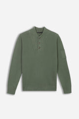 MAGLIA CON COLLO CON BOTTONI SALVIA
