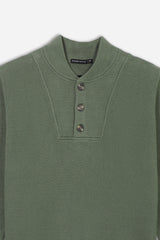 MAGLIA CON COLLO CON BOTTONI SALVIA