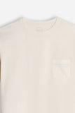 T-SHIRT GIROCOLLO SLUB CON TASCHINO GESSO