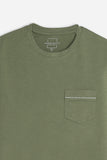 T-SHIRT GIROCOLLO SLUB CON TASCHINO VERDE MILITARE
