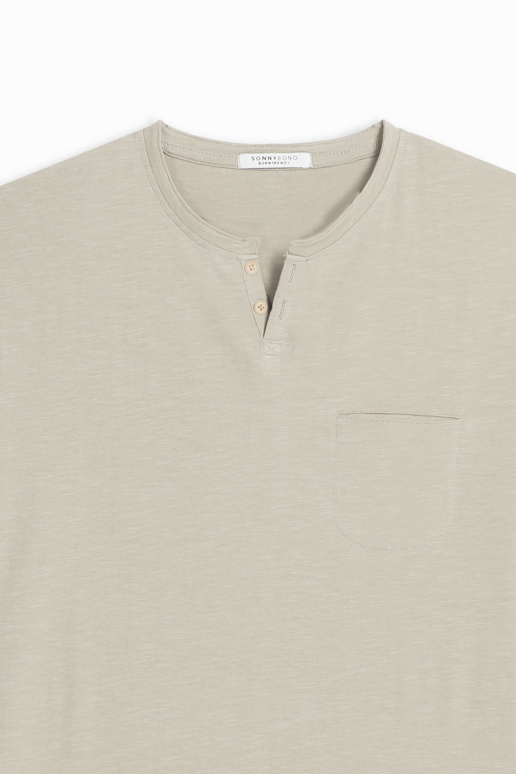 T-SHIRT COLLO A GOCCIA IN SLUB BEIGE