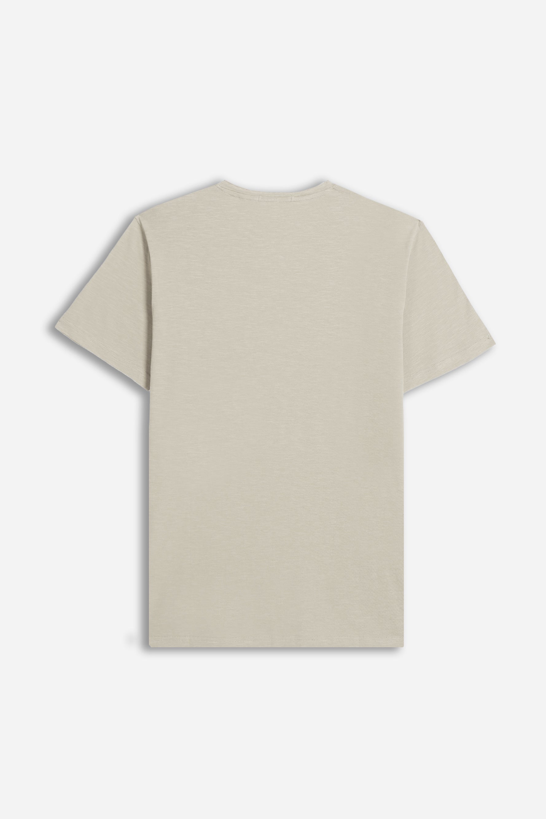 T-SHIRT COLLO A GOCCIA IN SLUB BEIGE