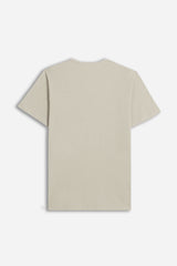 T-SHIRT COLLO A GOCCIA IN SLUB BEIGE