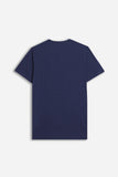 T-SHIRT COLLO A GOCCIA IN SLUB INDACO