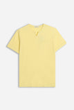 T-SHIRT COLLO A GOCCIA IN SLUB GIALLO CHIARO