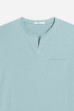 T-SHIRT COLLO A GOCCIA IN SLUB POLVERE