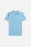 POLO SLUB CON COLLO DERBY CELESTE