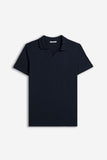 POLO SLUB CON COLLO DERBY BLEU