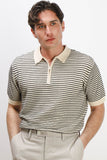 POLO IN MAGLINA FANTASIA IN RILIEVO CON ZIP F-BEIGE