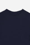 T-SHIRT GIROCOLLO BASIC SLUB BLEU