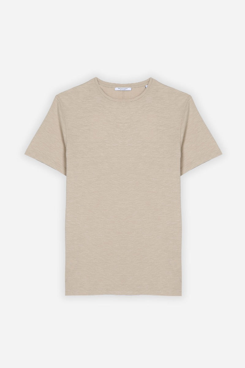 T-SHIRT OVERLOCK COTONE FIAMMATO BEIGE - Sonnybono