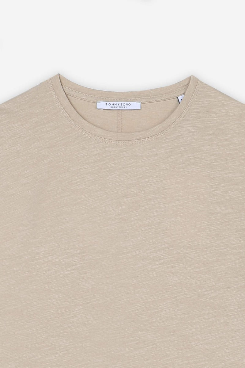 T-SHIRT OVERLOCK COTONE FIAMMATO BEIGE - Sonnybono