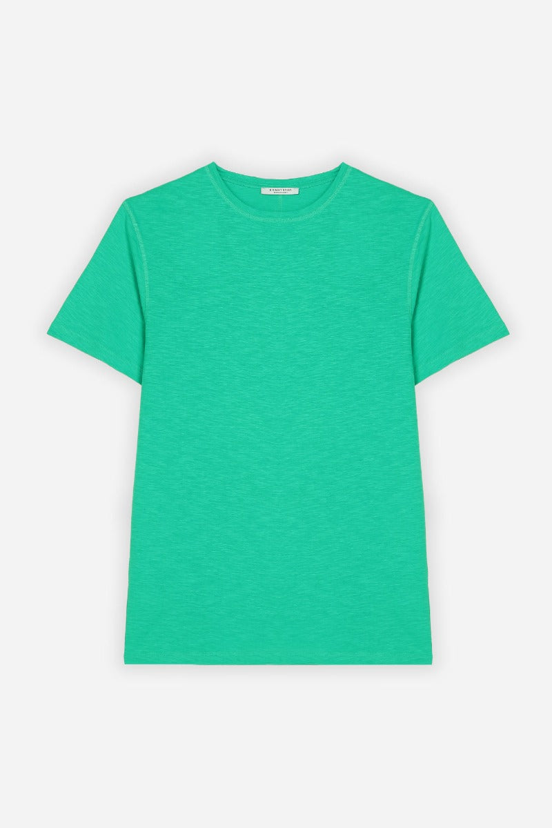 T-SHIRT OVERLOCK COTONE FIAMMATO VERDE - Sonnybono