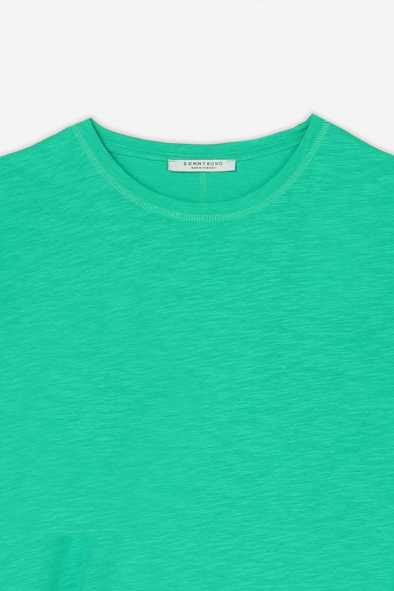 T-SHIRT OVERLOCK COTONE FIAMMATO VERDE - Sonnybono