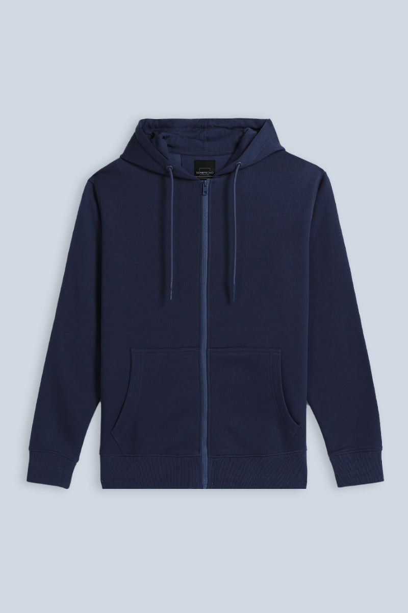 FELPA CON ZIP E CAPPUCCIO BLEU - Sonnybono