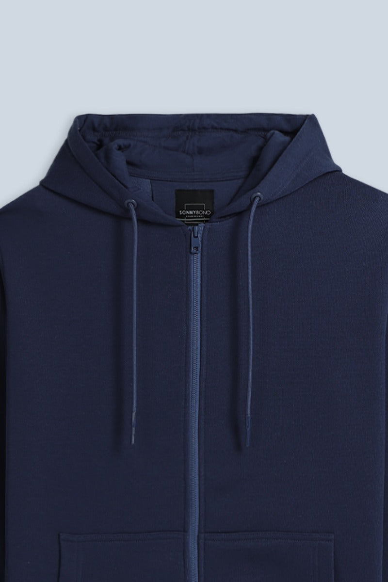 FELPA CON ZIP E CAPPUCCIO BLEU - Sonnybono