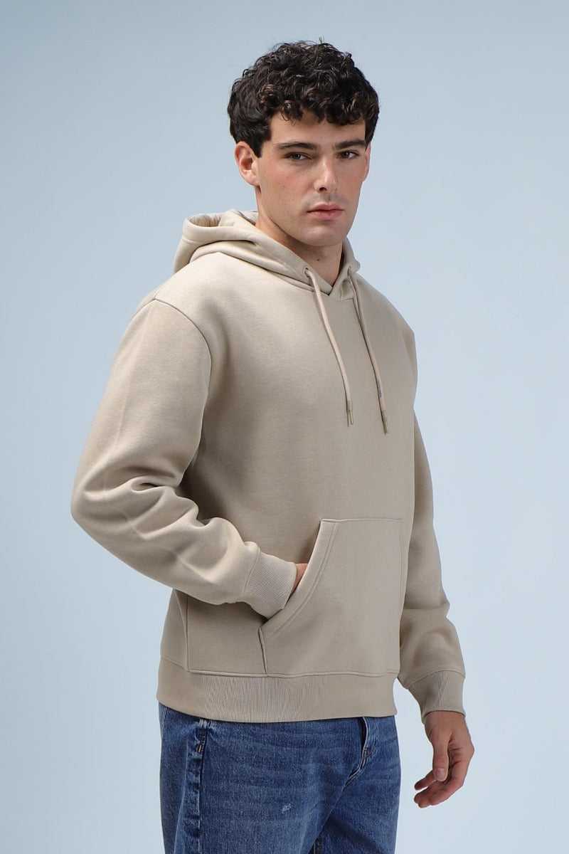 FELPA CON CAPPUCCIO COMFORT FIT BEIGE - Sonnybono