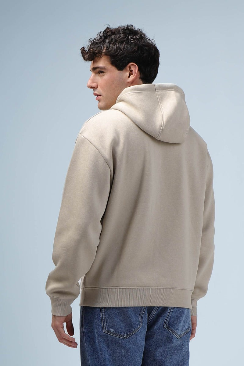 FELPA CON CAPPUCCIO COMFORT FIT BEIGE - Sonnybono