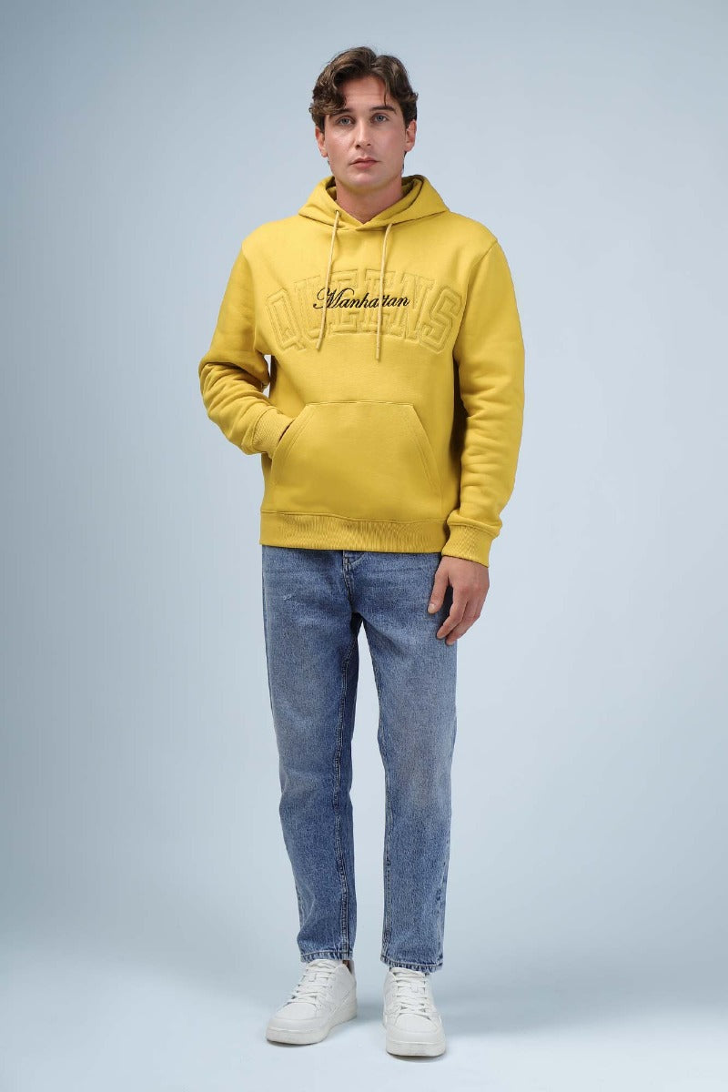 FELPA CON CAPPUCCIO E STAMPA GIALLO - Sonnybono
