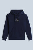 FELPA CON CAPPUCCIO E PATCH COMFORT FIT BLEU - Sonnybono