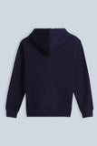 FELPA CON CAPPUCCIO E PATCH COMFORT FIT BLEU - Sonnybono