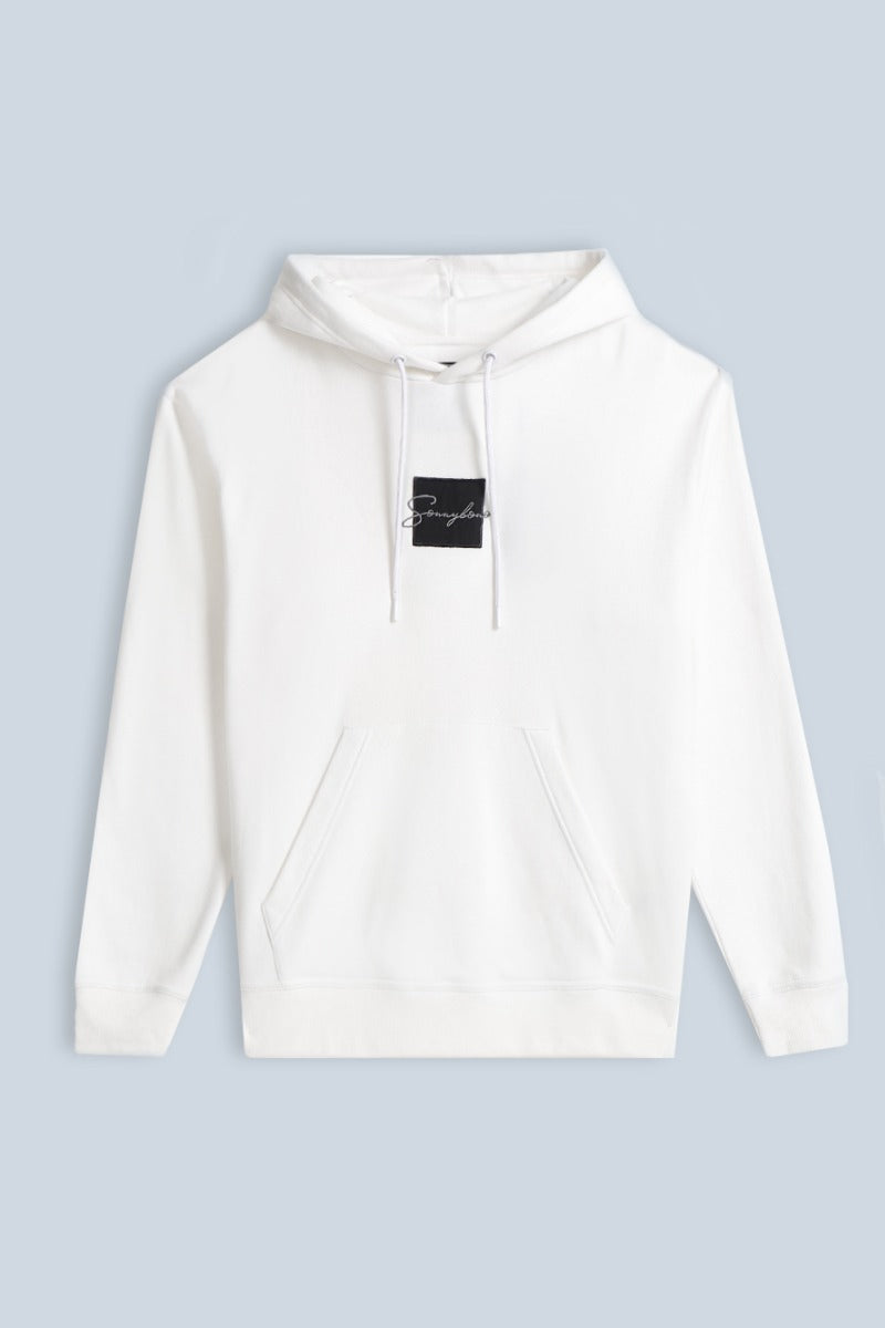 FELPA CON CAPPUCCIO E PATCH COMFORT FIT PANNA - Sonnybono
