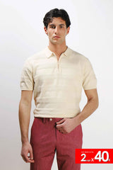 POLO IN MAGLINA FANTASIA JAQUARD CON ZIP BEIGE