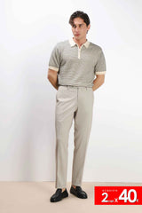 POLO IN MAGLINA FANTASIA IN RILIEVO CON ZIP F-BEIGE