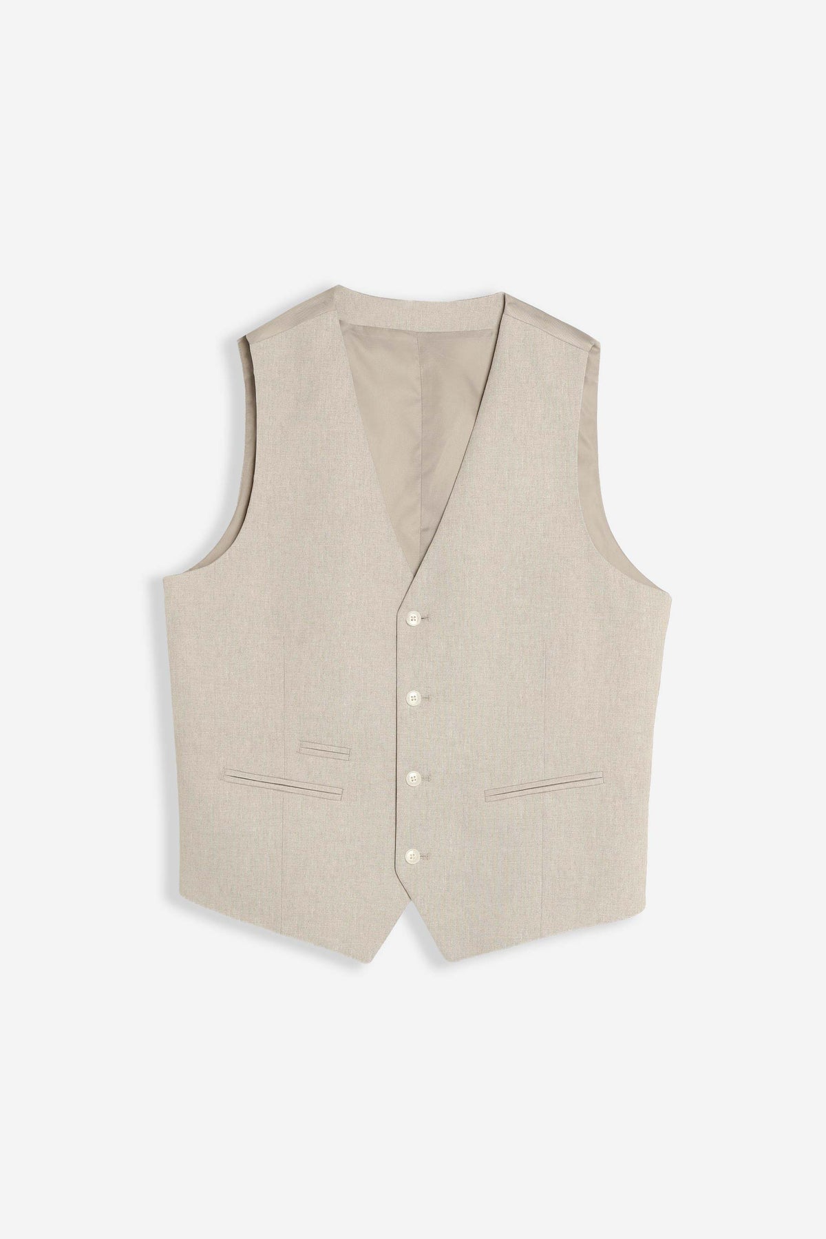 GILET IN MISTO LINO BEIGE
