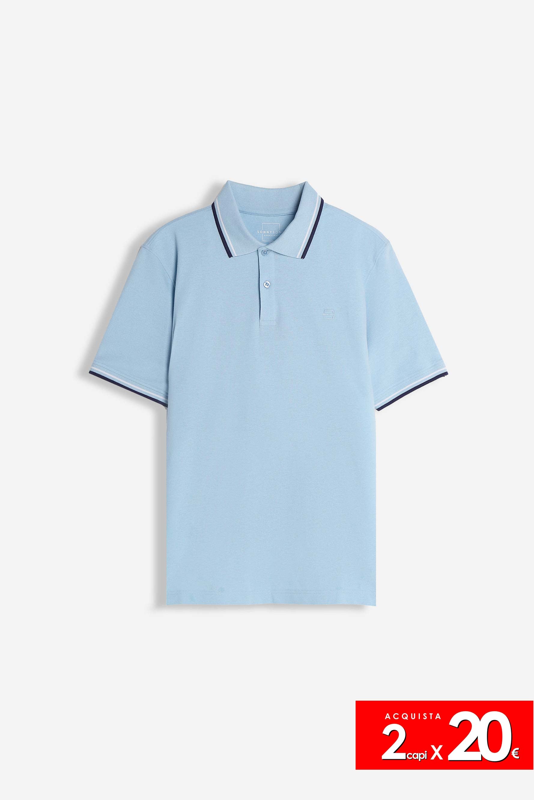 POLO IN PIQUET BASIC CELESTE