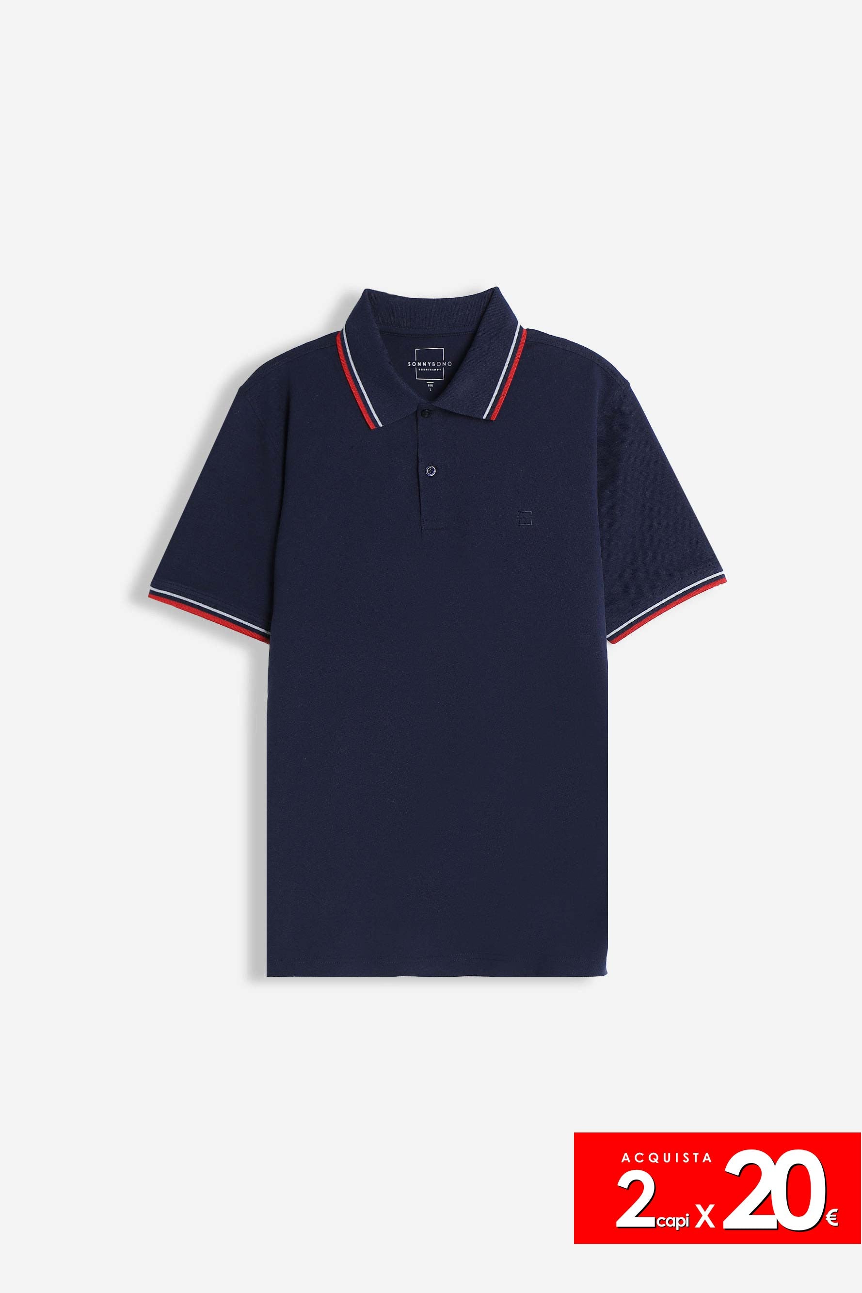 POLO IN PIQUET BASIC BLEU