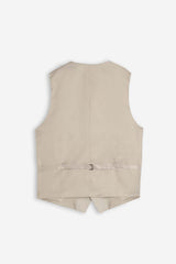 GILET IN MISTO LINO BEIGE