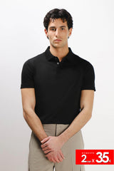 POLO IN COTONE MERCERIZZATO COLLO A CONTRASTO NERO