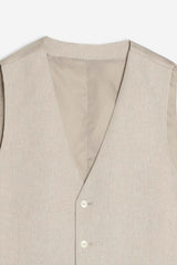 GILET IN MISTO LINO BEIGE