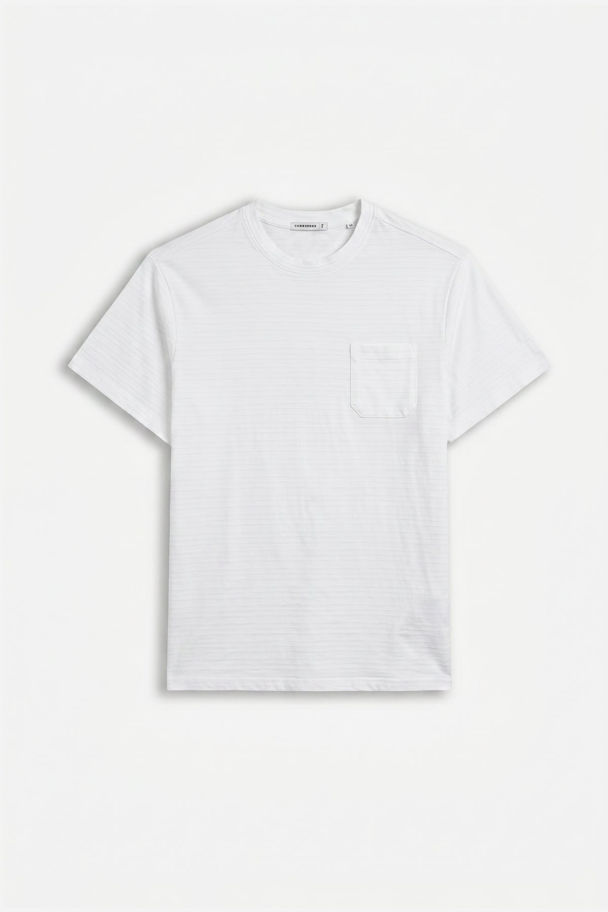 T-SHIRT GIROCOLLO CON TRAMA IN RILIEVO E TASCHINO BIANCO