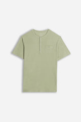 T-SHIRT SLUB SERAFINO CON TASCHINO KAKI