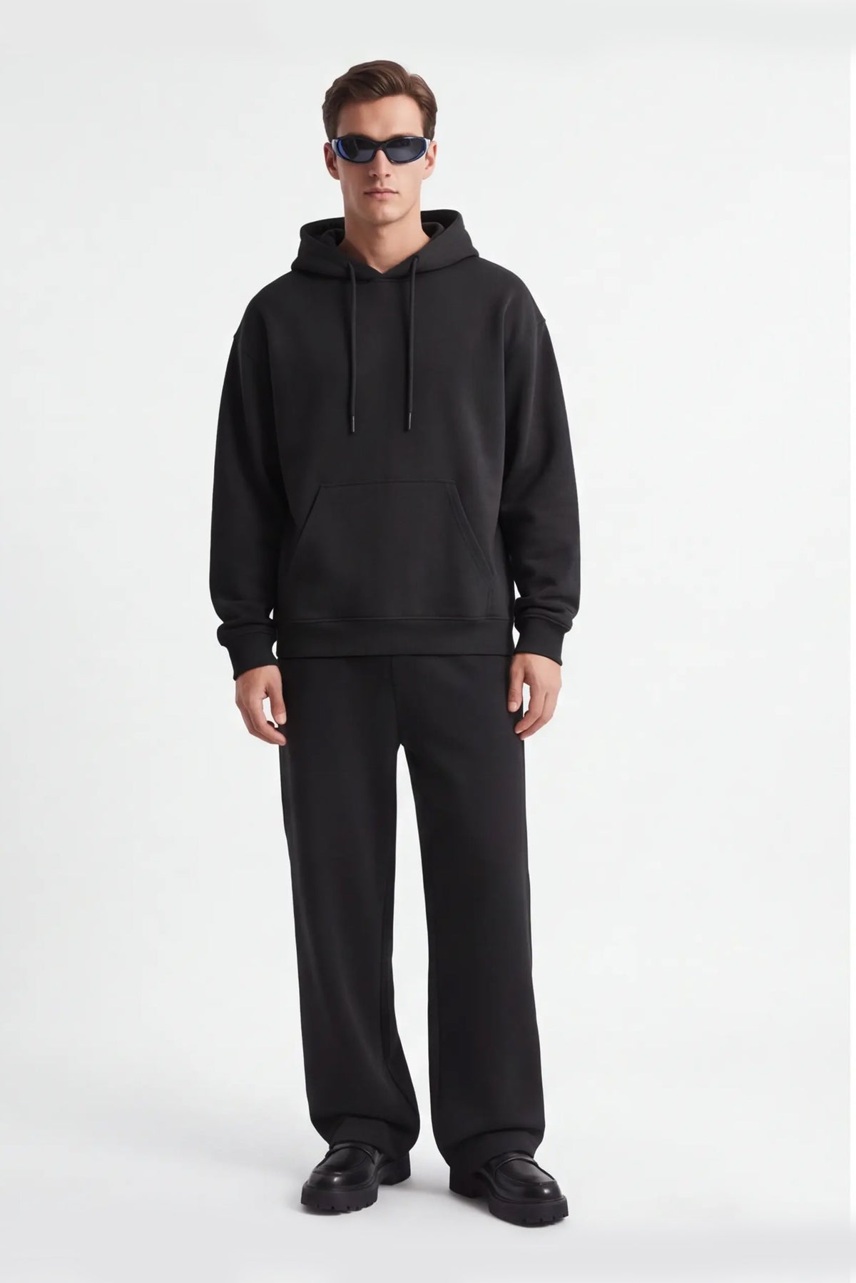 PANTALONE JOGGER IN FELPA OVER FIT NERO