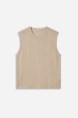 T-SHIRT GIROCOLLO SMANICATA IN MAGLINA SABBIA